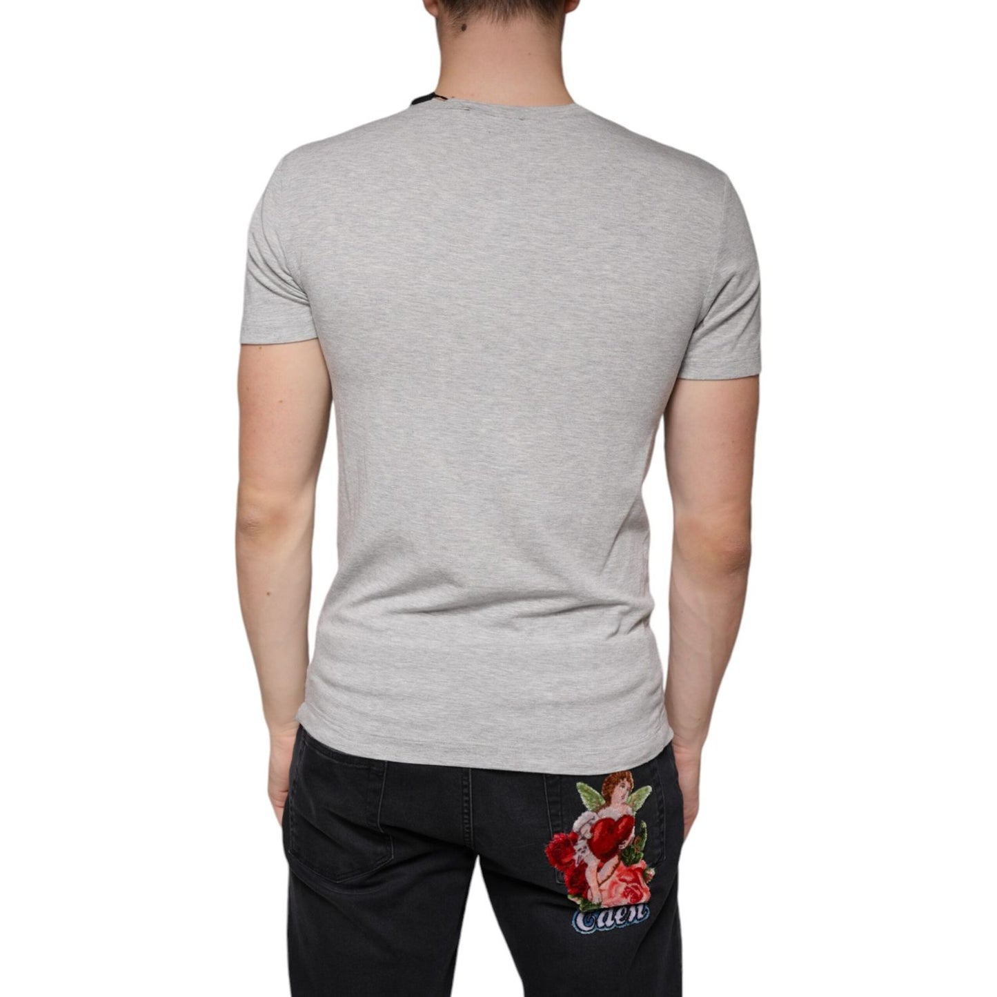 Dolce & Gabbana Gray Logo Print Crewneck Short Sleeve T-shirt Dolce & Gabbana