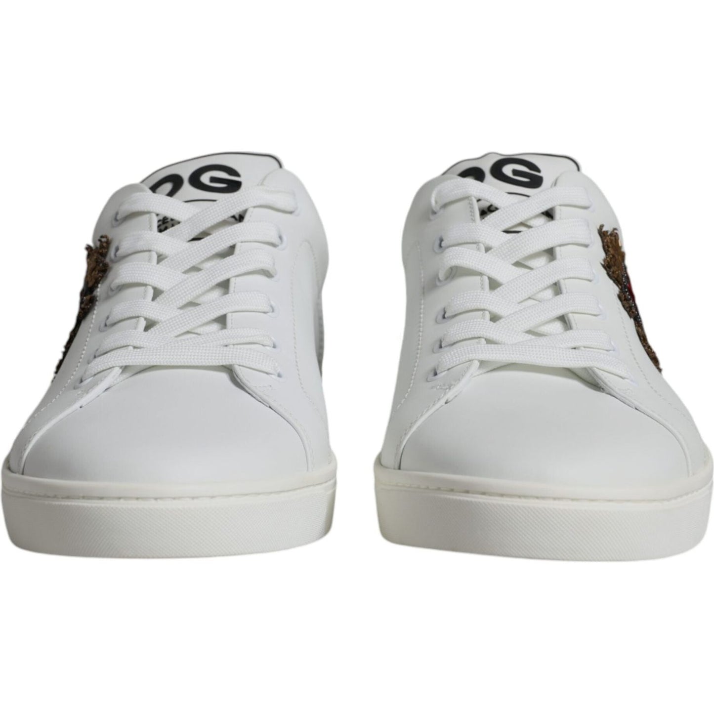 Dolce & Gabbana White Silver Sacred Heart Men Sneakers Shoes Dolce & Gabbana