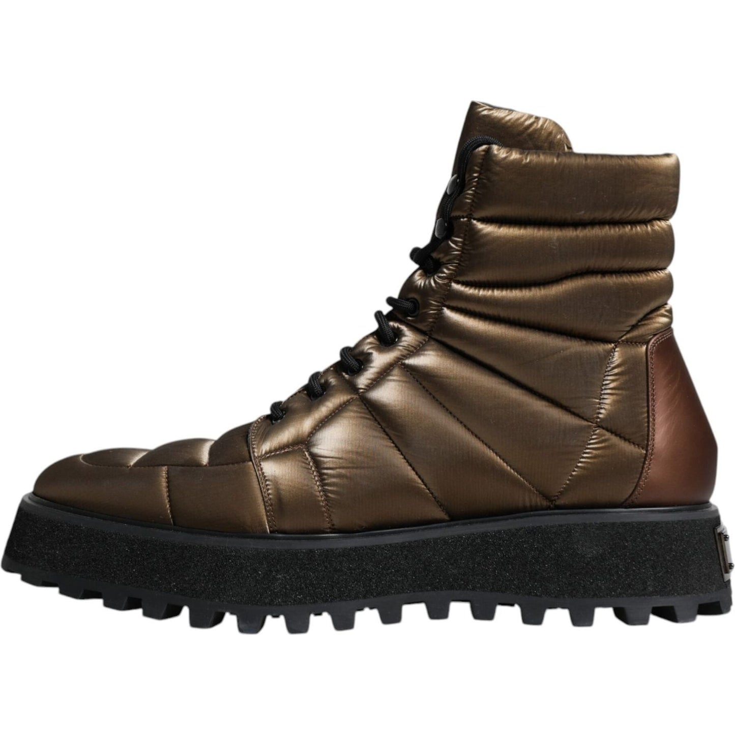 Dolce & Gabbana Bronze Padded Mid Calf Lace Up Boots Shoes Dolce & Gabbana