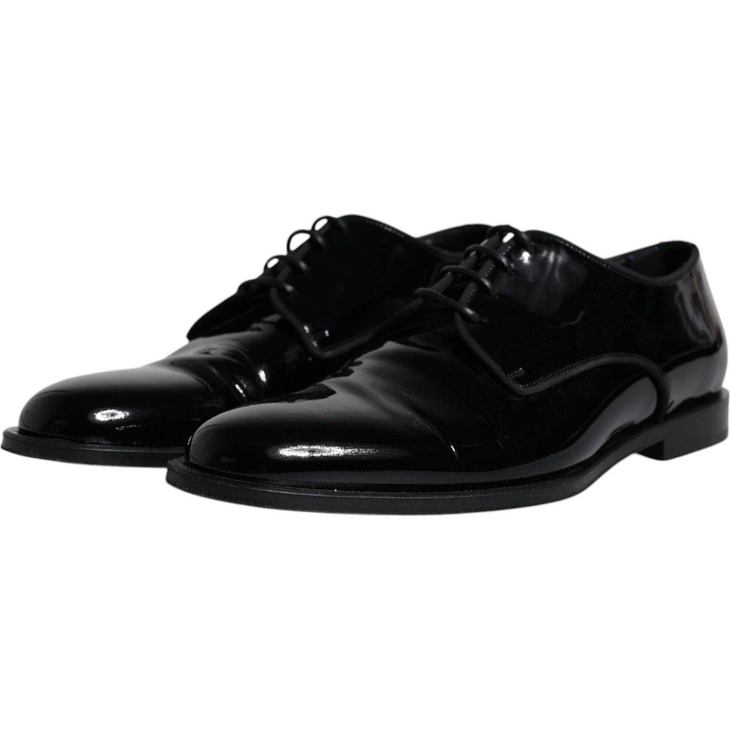 Dolce & Gabbana Black Leather Lace Up Men Derby Formal Shoes Dolce & Gabbana