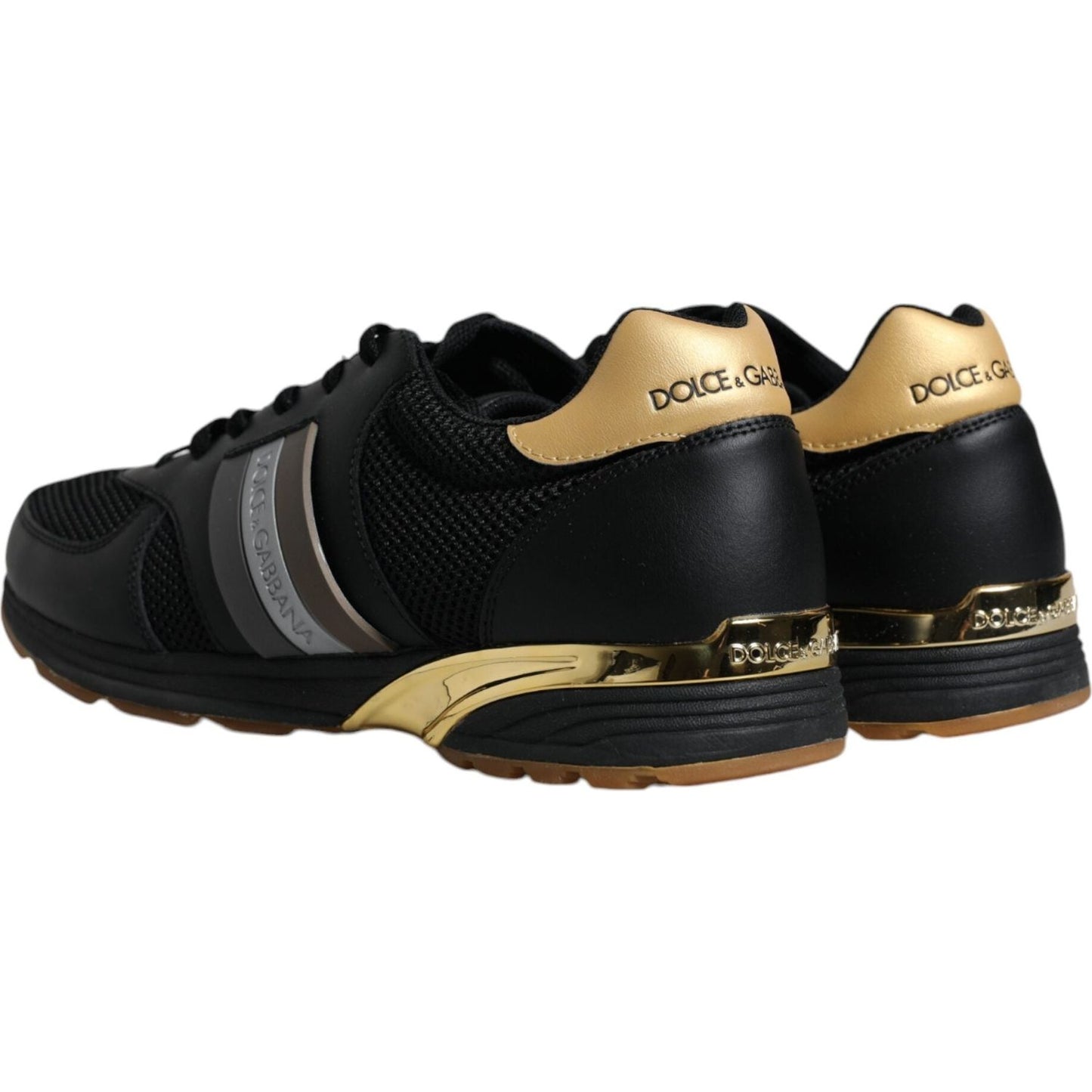 Dolce & Gabbana Black Logo Leather Casual Men Sneakers Shoes Dolce & Gabbana