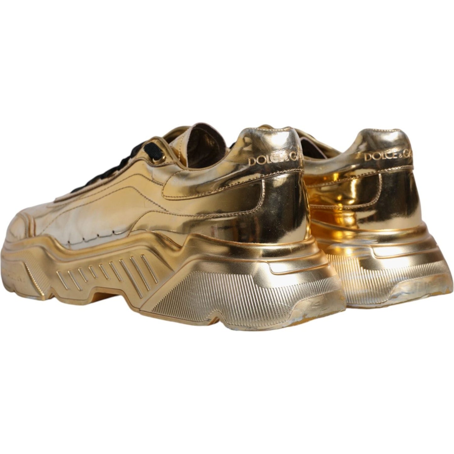 Dolce & Gabbana Gold Leather Daymaster Low Top Sneakers Shoes Dolce & Gabbana