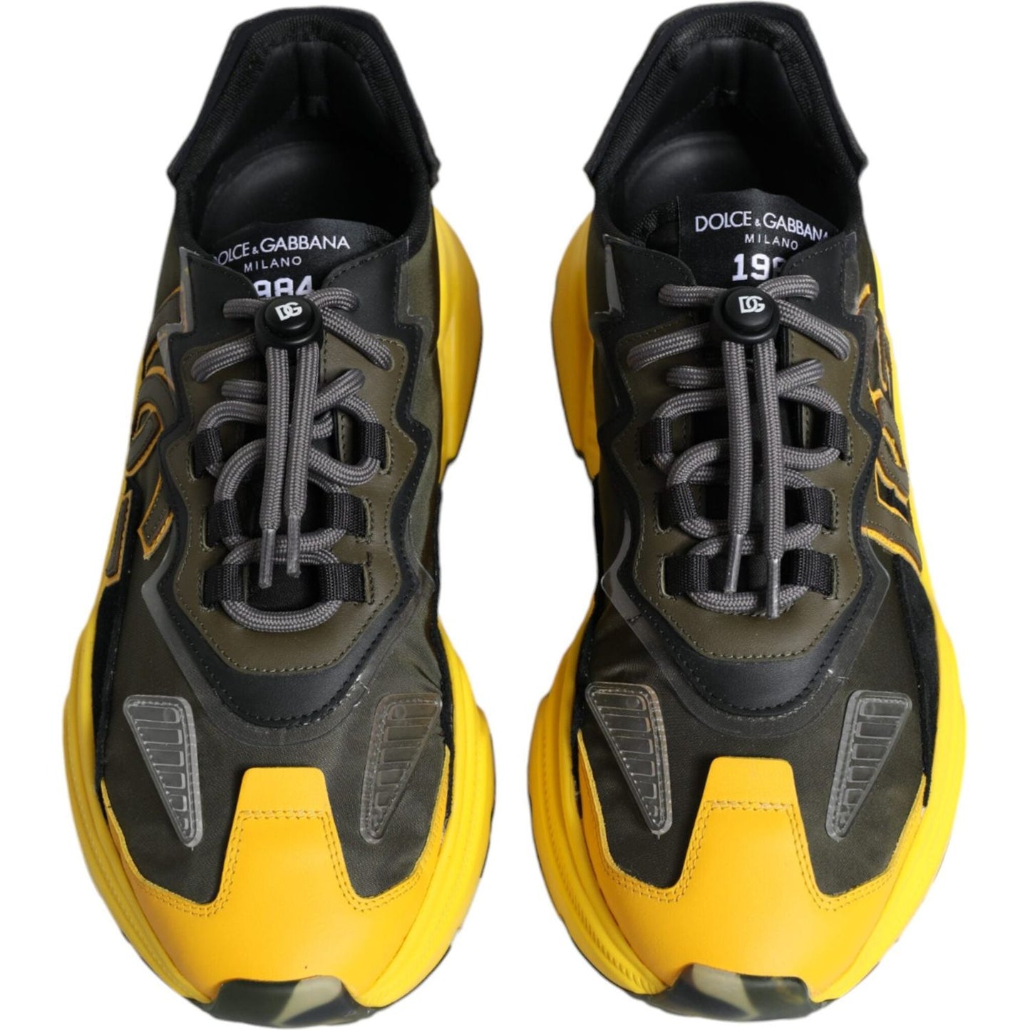 Dolce & Gabbana Black Yellow Leather Daymaster Sneakers Shoes Dolce & Gabbana