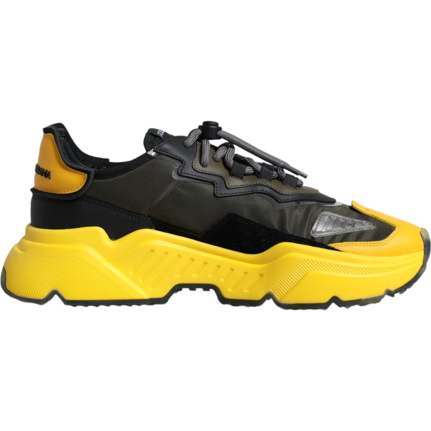 Dolce & Gabbana Black Yellow Leather Daymaster Sneakers Shoes Dolce & Gabbana