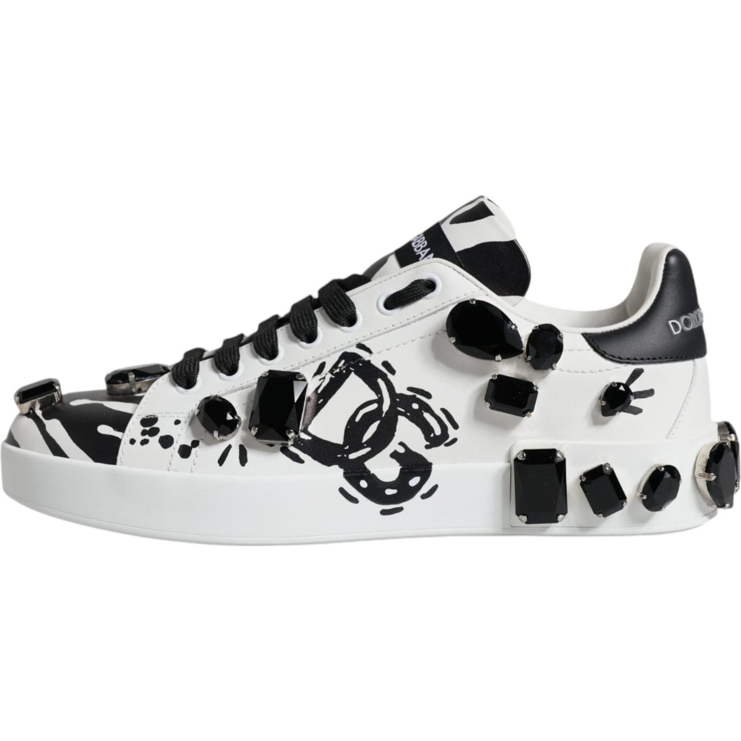 Dolce & Gabbana White Crystal Portofino Low Top Sneaker Shoes Dolce & Gabbana