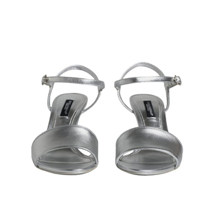Dolce & Gabbana Silver KEIRA Heels Ankle Strap Sandals Shoes