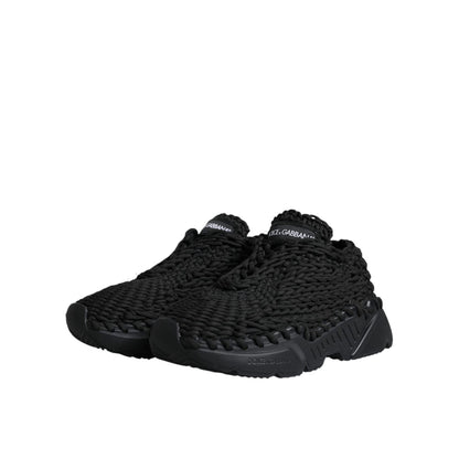 Dolce & Gabbana Black Knitted Daymaster Sneakers Shoes