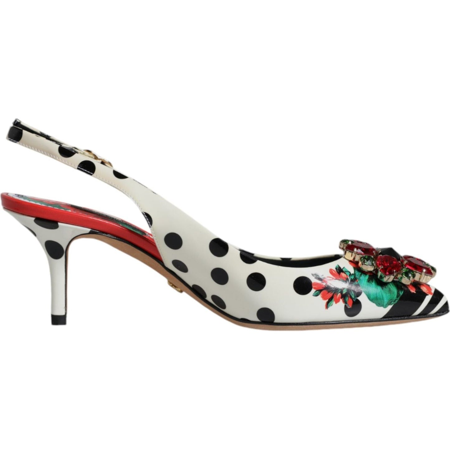 Dolce & Gabbana Multicolor Leather Crystal Heels Slingback Shoes Dolce & Gabbana