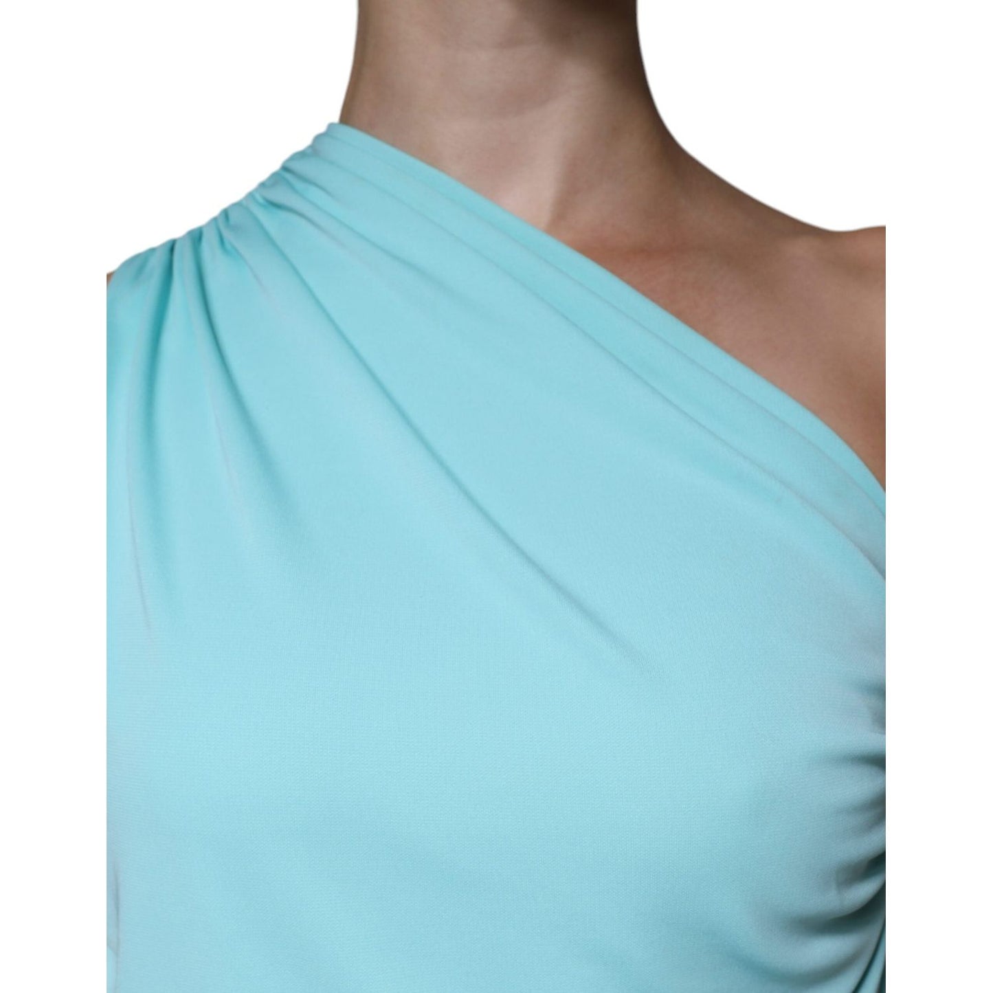 Christian Pellizzari Light Blue Jersey Long Drape One Shoulder Dress Christian Pellizzari