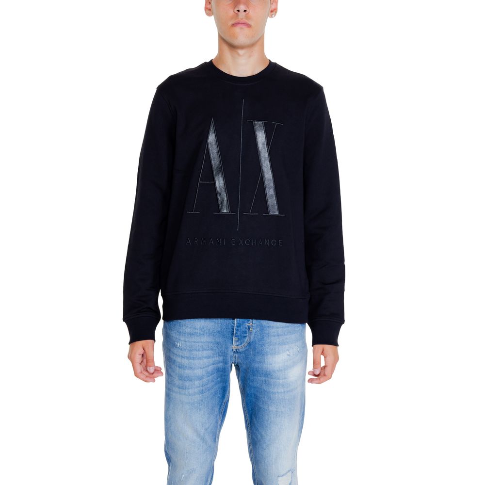 Armani Exchange Black Cotton Sweater Armani Exchange