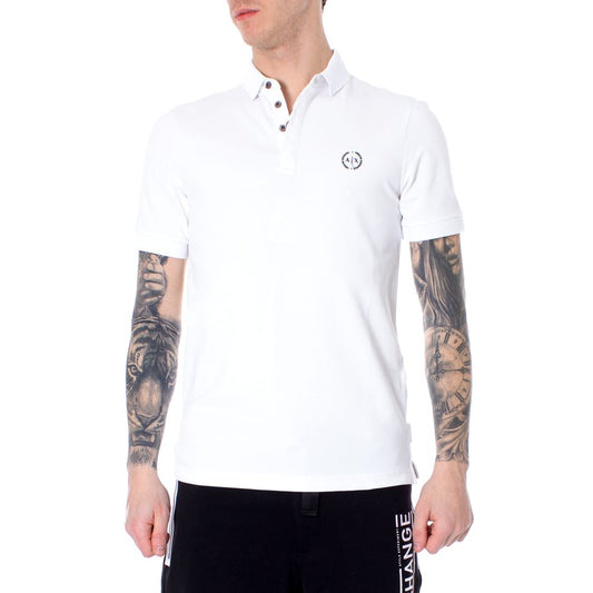 Armani Exchange White Cotton Polo Shirt Armani Exchange