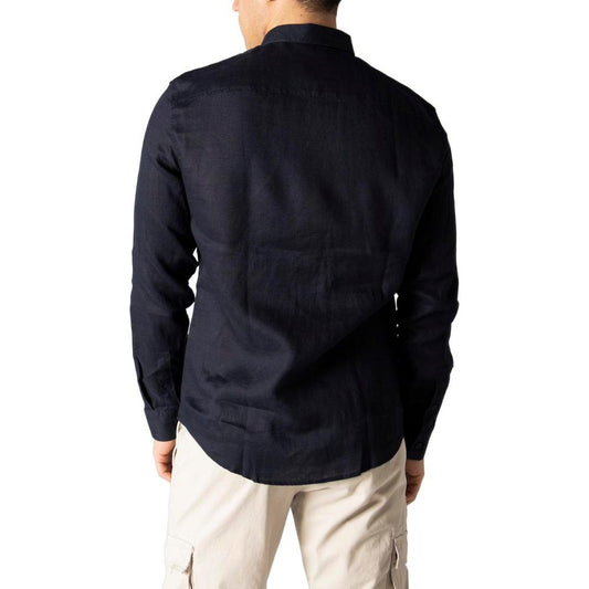 Armani Exchange Blue Linen Shirt Armani Exchange