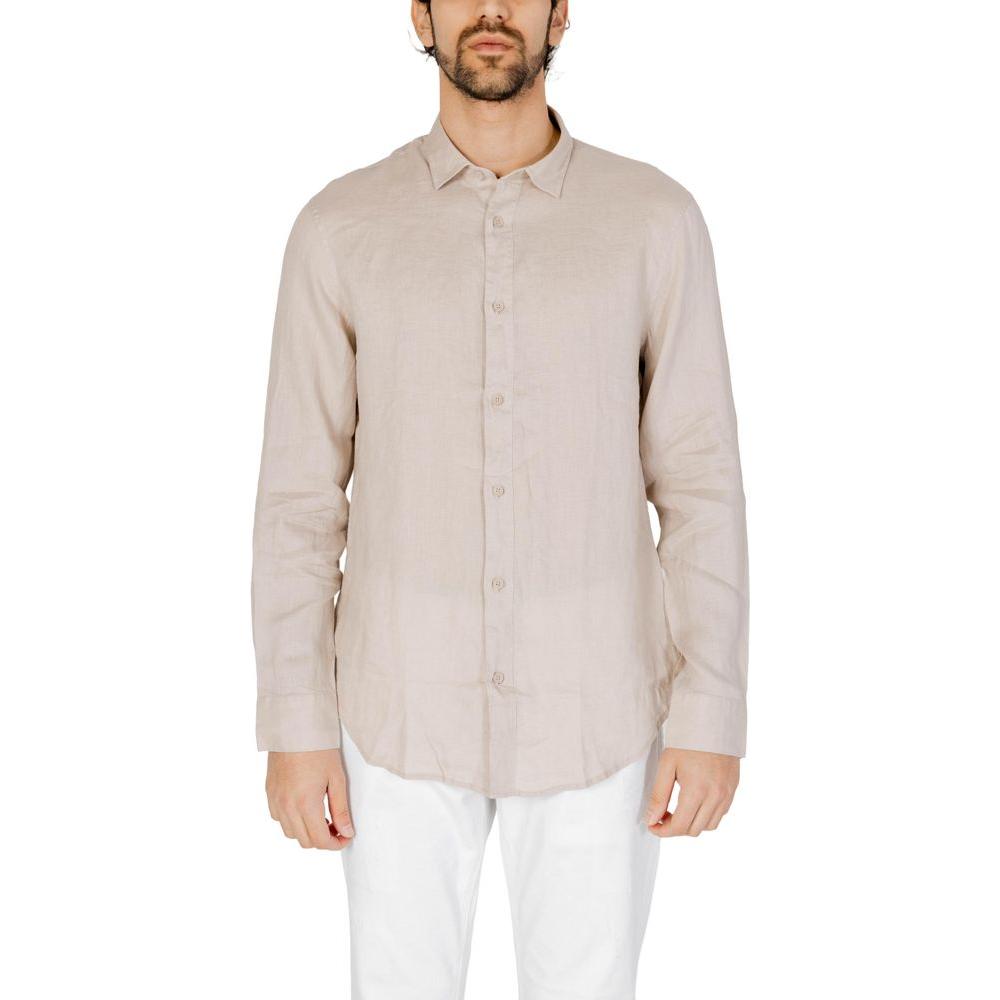 Armani Exchange Beige Linen Shirt Armani Exchange