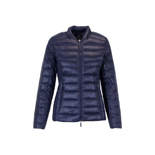 Armani Exchange Blue Polyester Jackets & Coat Armani Exchange