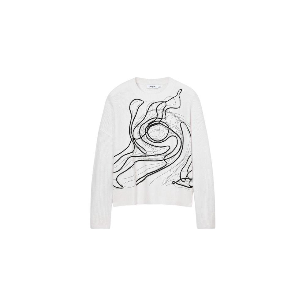 Desigual White Cotton Sweater Desigual