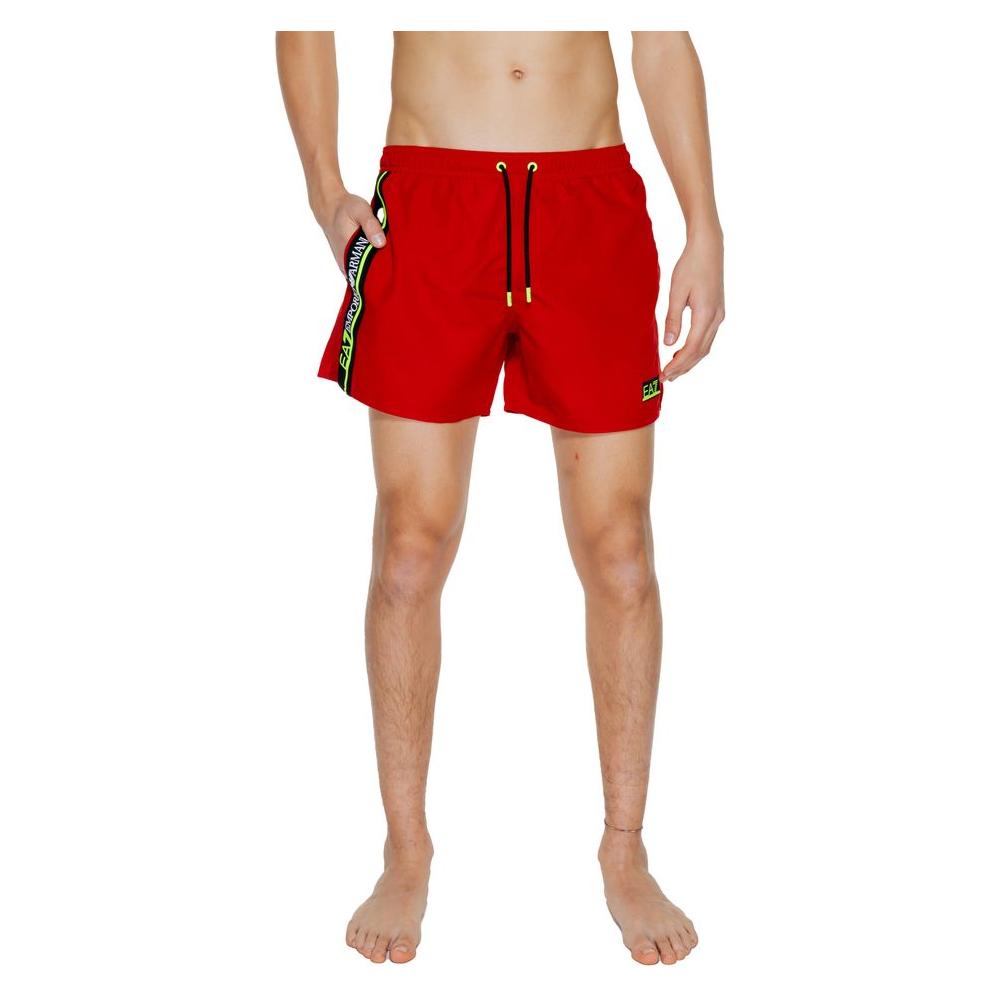 EA7 Emporio Armani Red Polyester Swimwear EA7 Emporio Armani