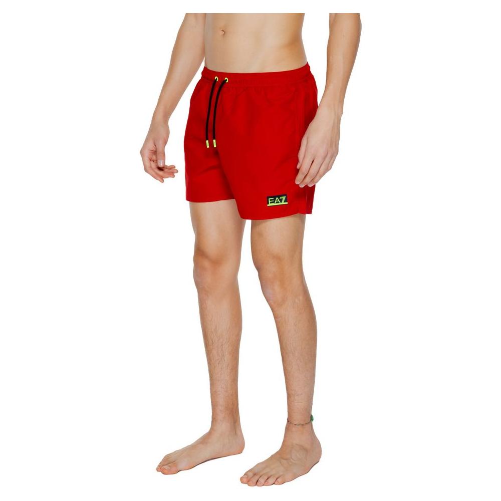 EA7 Emporio Armani Red Polyester Swimwear EA7 Emporio Armani