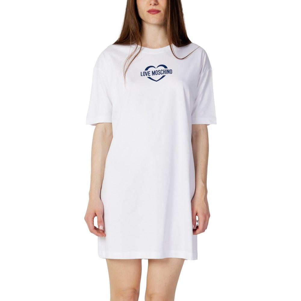 Love Moschino White Cotton Dress Love Moschino