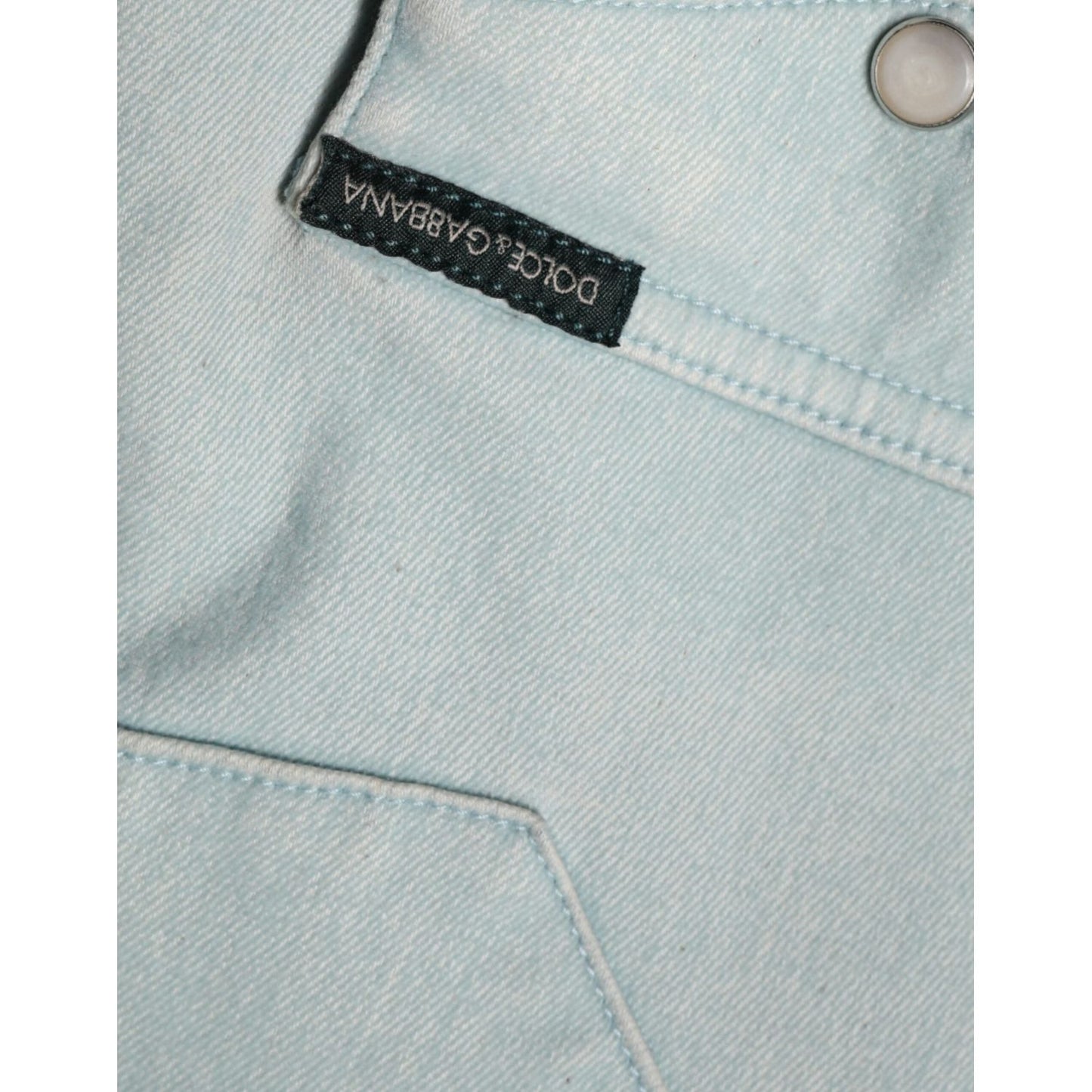 Dolce & Gabbana Light Blue Cotton Button Down Casual Shirt Dolce & Gabbana