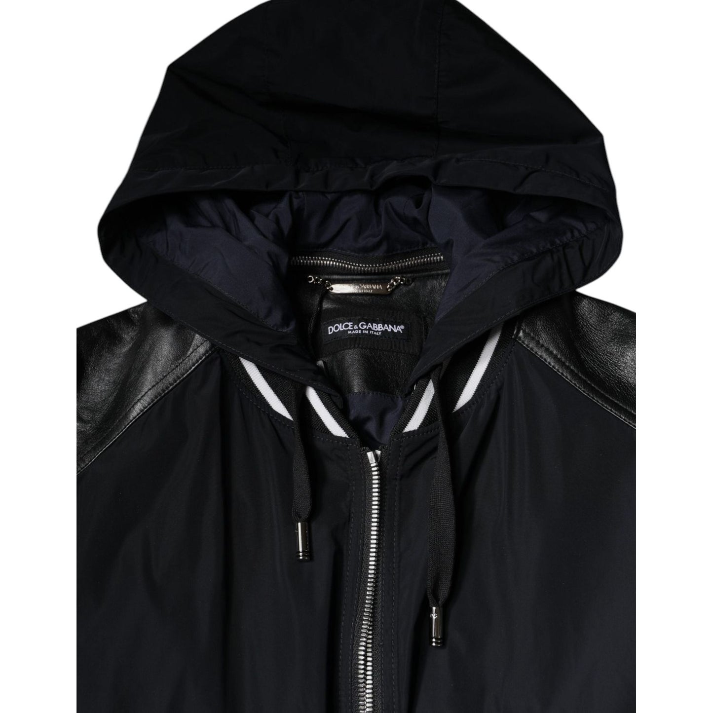 Dolce & Gabbana Black Hooded Full Zip Men Bomber Jacket Dolce & Gabbana