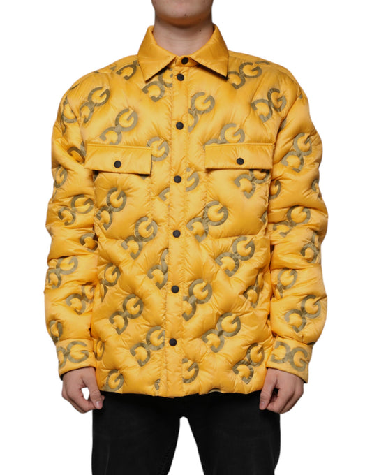 Dolce & Gabbana Yellow Logo Padded Buttoned Blouson Jacket Dolce & Gabbana