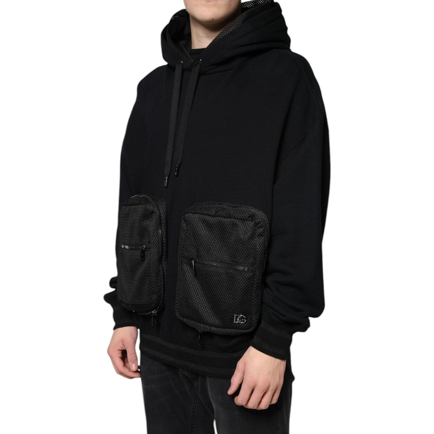 Dolce & Gabbana Black Hooded Pullover Men Sweatshirt Sweater Dolce & Gabbana