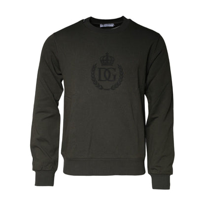 Dolce & Gabbana Army Green Crown Cotton Sweatshirt Sweater