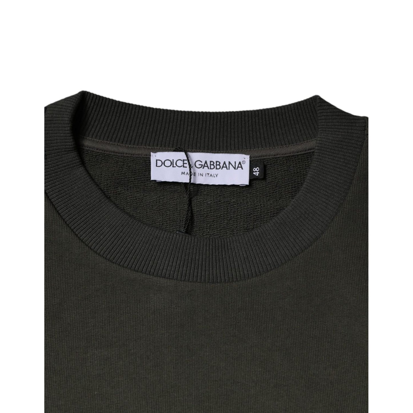Dolce & Gabbana Army Green Crown Cotton Sweatshirt Sweater