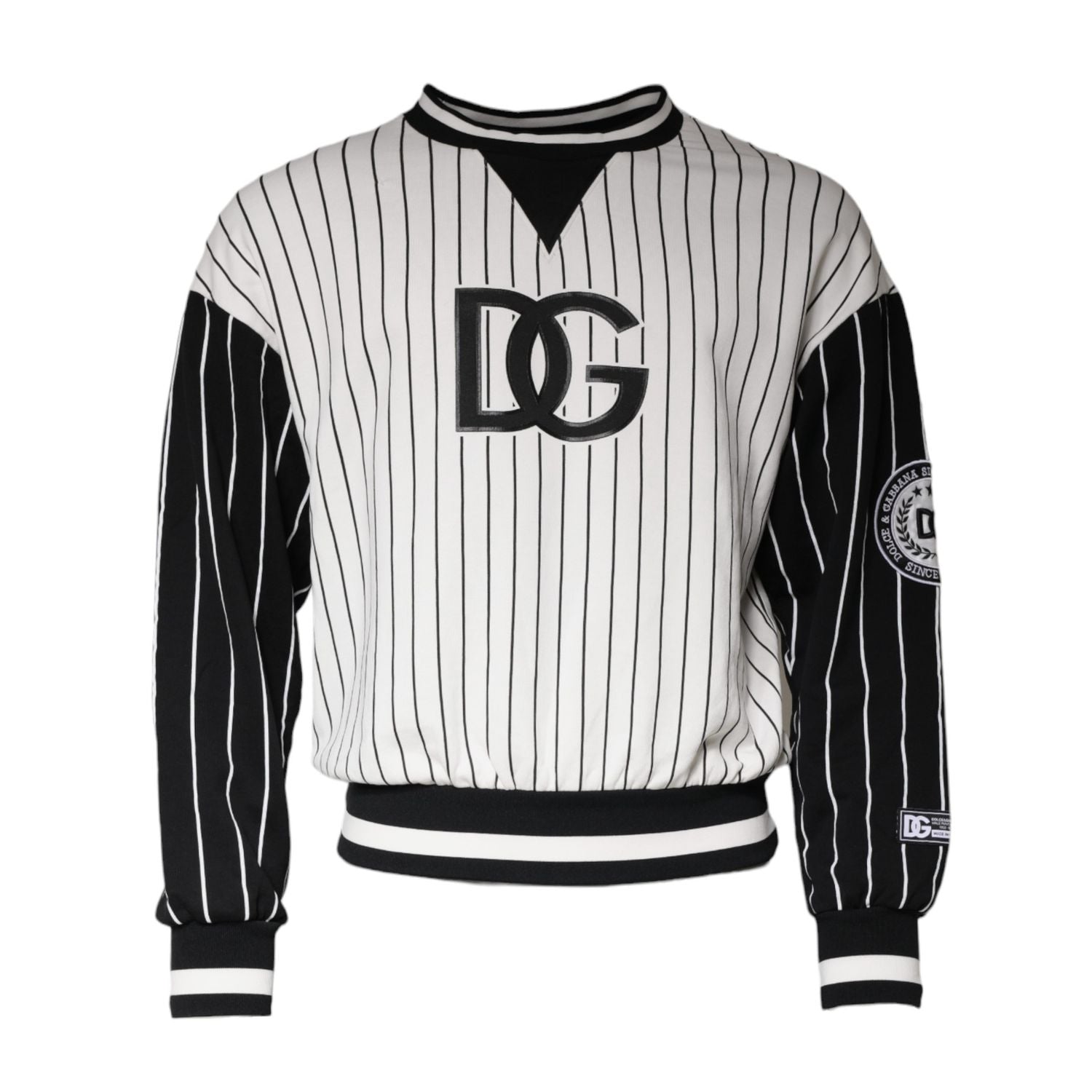 Dolce & Gabbana Black White Stripes Logo Sweatshirt Sweater