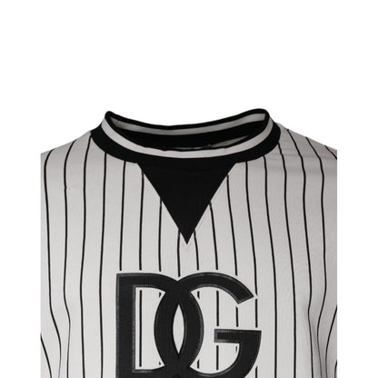 Dolce & Gabbana Black White Stripes Logo Sweatshirt Sweater