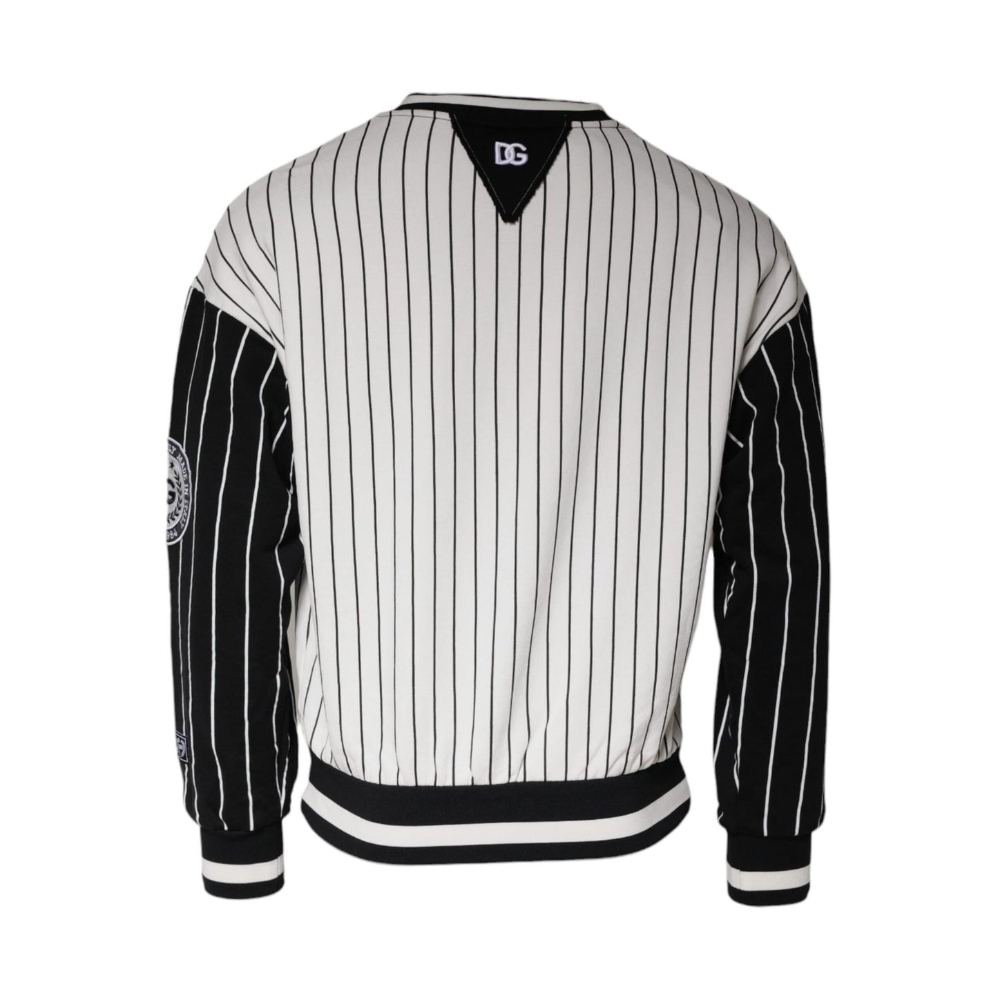 Dolce & Gabbana Black White Stripes Logo Sweatshirt Sweater