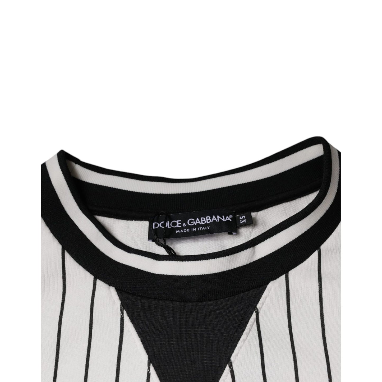 Dolce & Gabbana Black White Stripes Logo Sweatshirt Sweater
