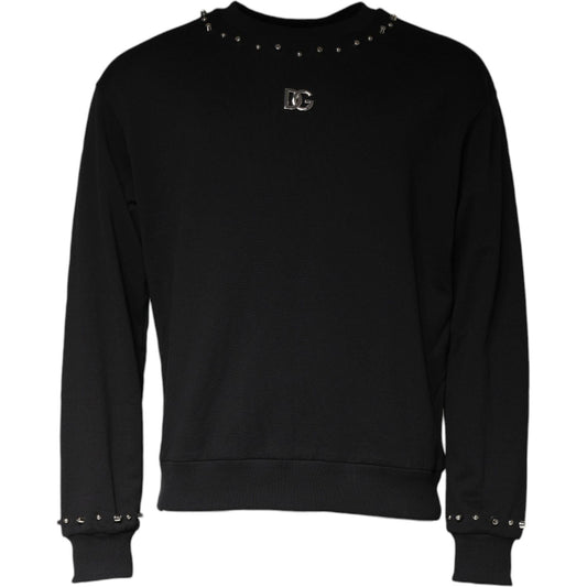 Dolce & Gabbana Black Logo Stud Pullover Sweatshirt Sweater