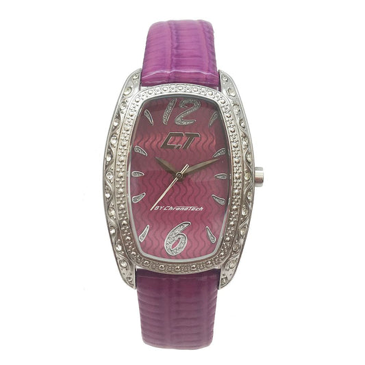 Chronotech Purple Leather Dress Watch
