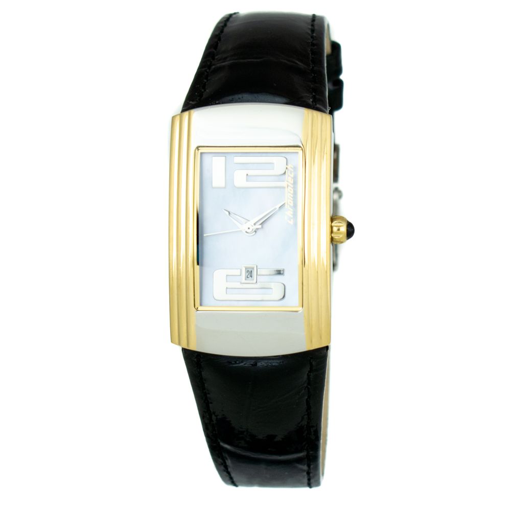 Chronotech Black Leather Dress Watch