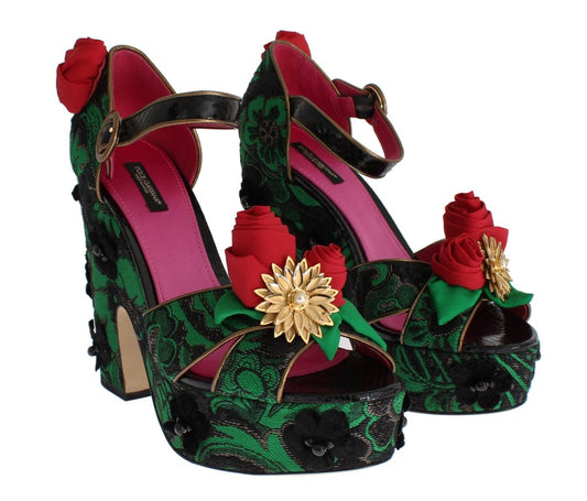 Dolce & Gabbana Enchanted Sicily Crystal Brocade Wedges Dolce & Gabbana