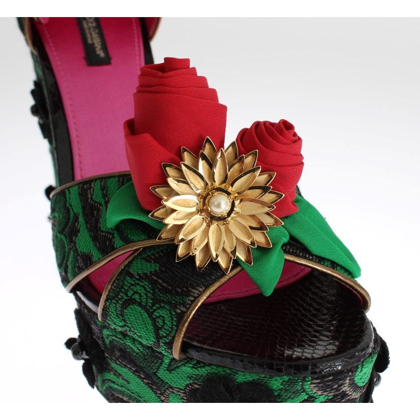 Dolce & Gabbana Enchanted Sicily Crystal Brocade Wedges Dolce & Gabbana