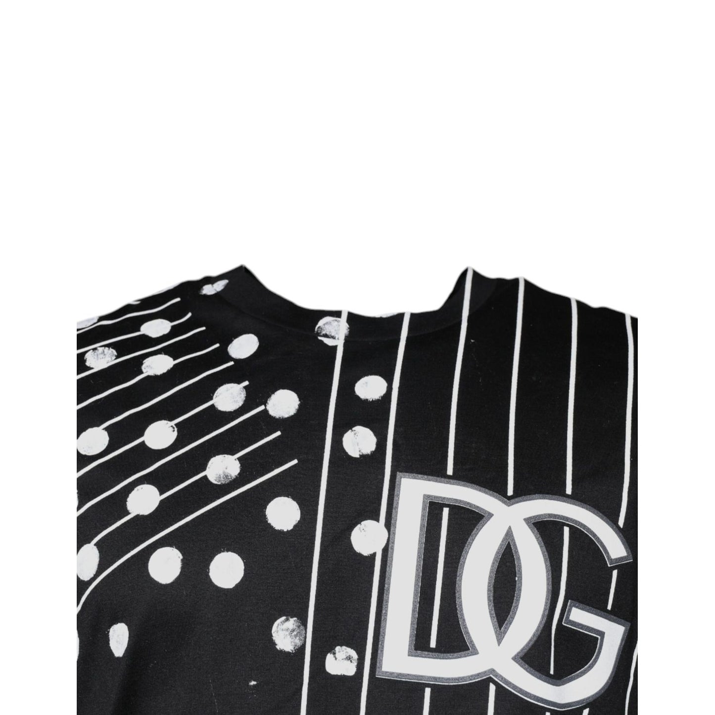 Dolce & Gabbana Black Cotton Polka Dots Round Neck T-shirt