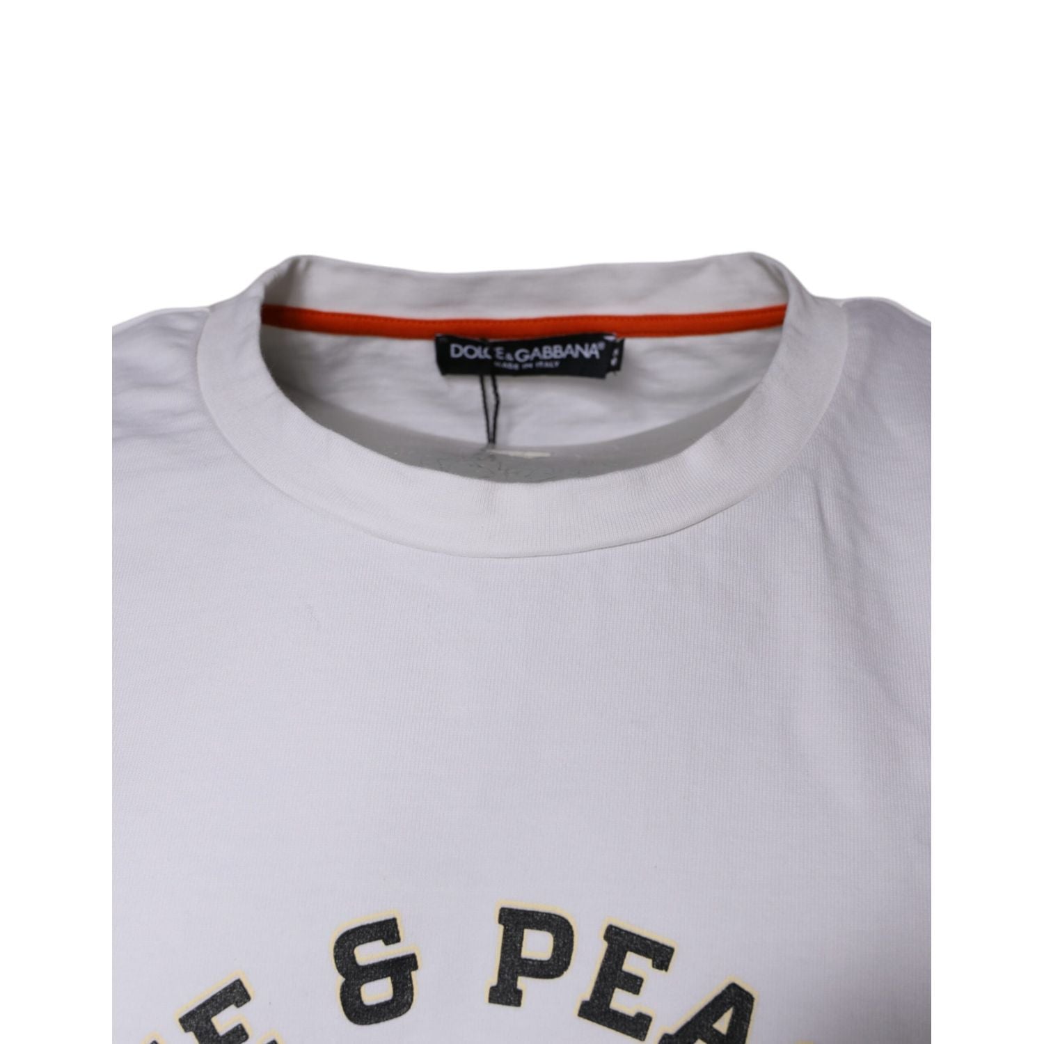 Dolce & Gabbana White Love & Peace Cotton Round Neck T-shirt
