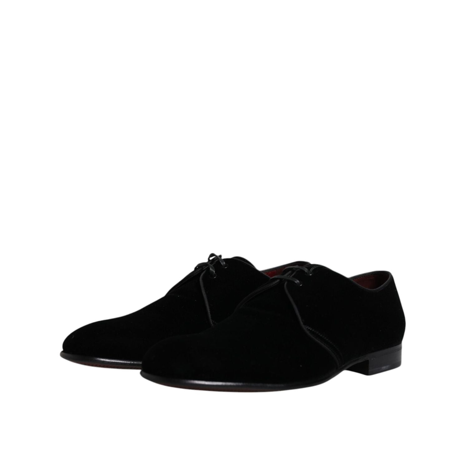 Dolce & Gabbana Black Velvet Leather Lace Up Derby Shoes