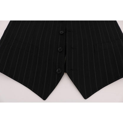 Dolce & Gabbana Black STAFF Cotton Striped Vest