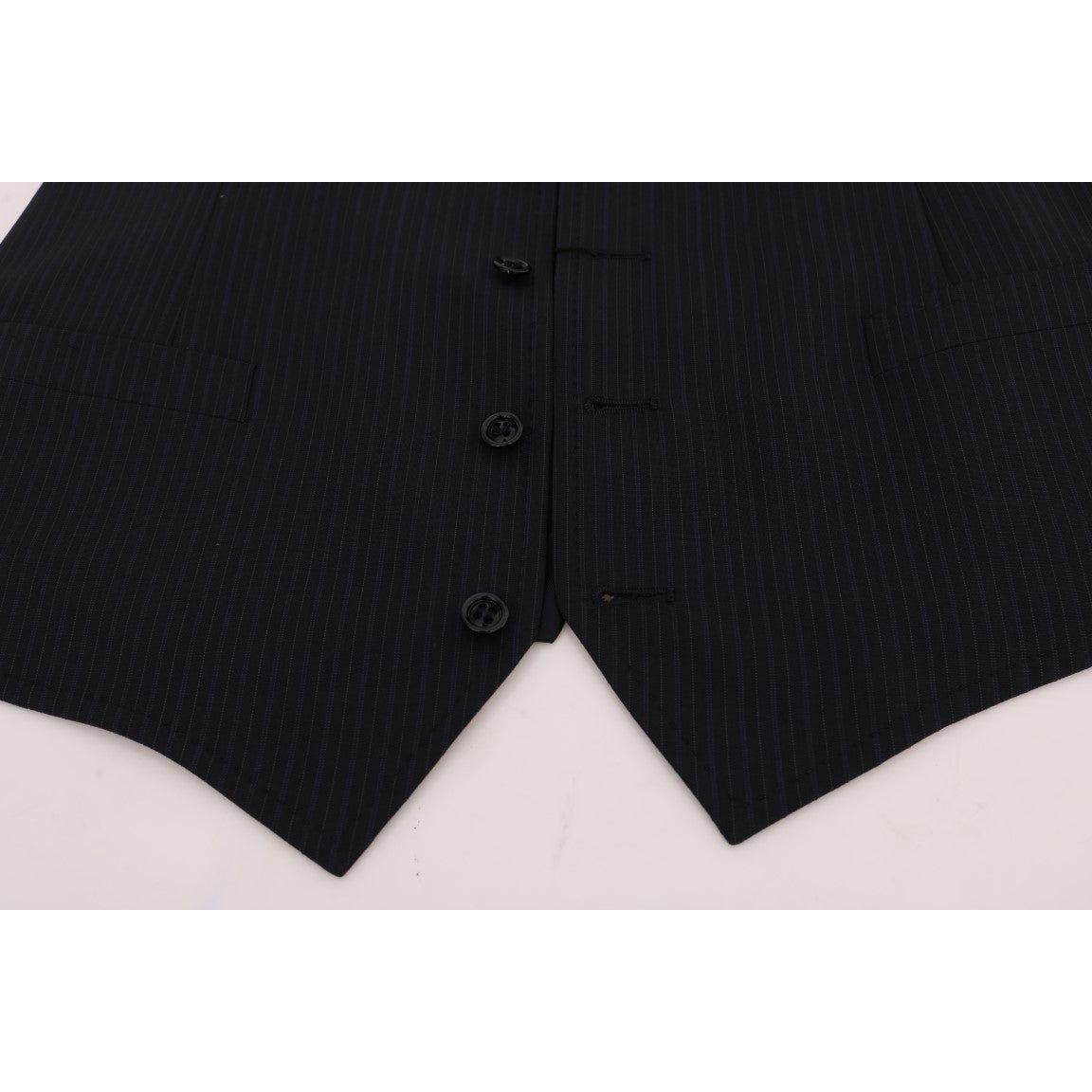 Dolce & Gabbana Black STAFF Wool Striped Vest