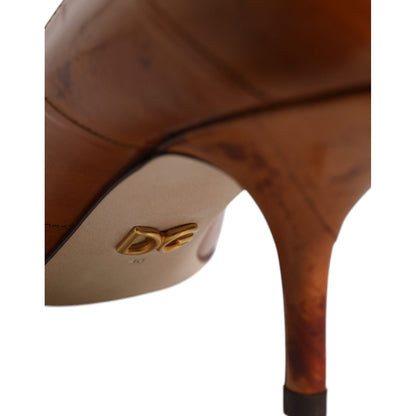 Dolce & Gabbana Brown Leather Kitten Heels Pumps Shoes