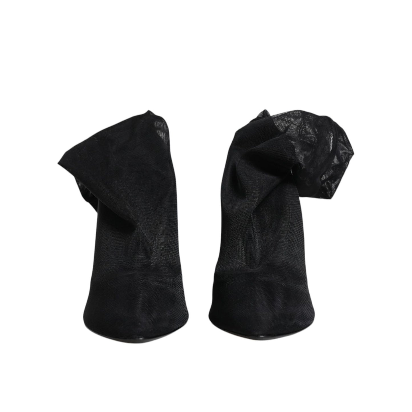 Dolce & Gabbana Black Silk Stretch Mesh Sock Boots Shoes