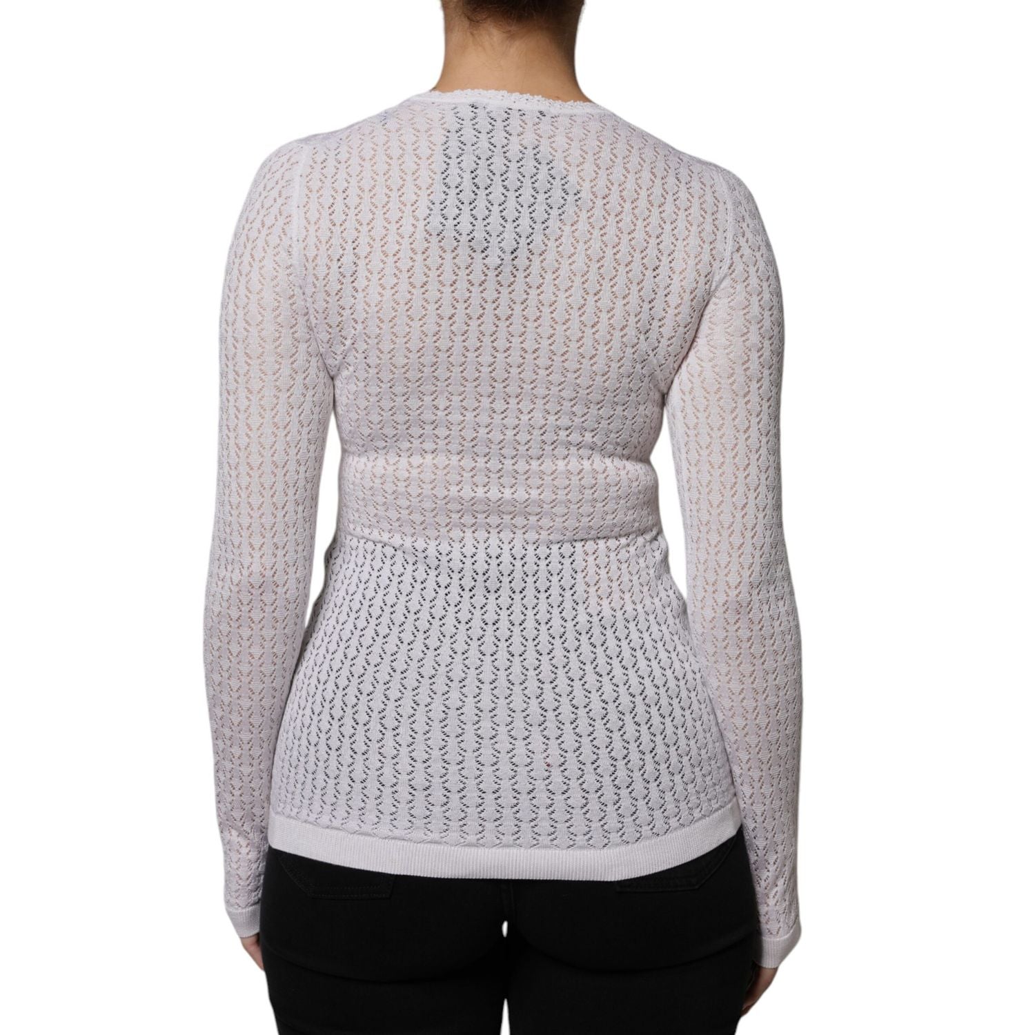 Dolce & Gabbana White Silk Button Down Cardigan Sweater