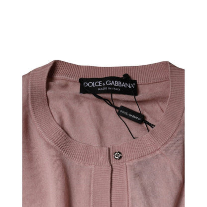 Dolce & Gabbana Pink Wool Knit Button Down Cardigan Sweater