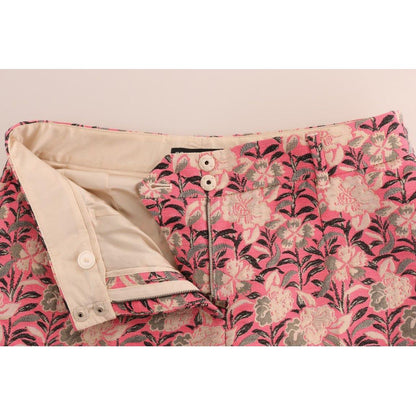 Dolce & Gabbana Pink Floral Brocade Capri Pants