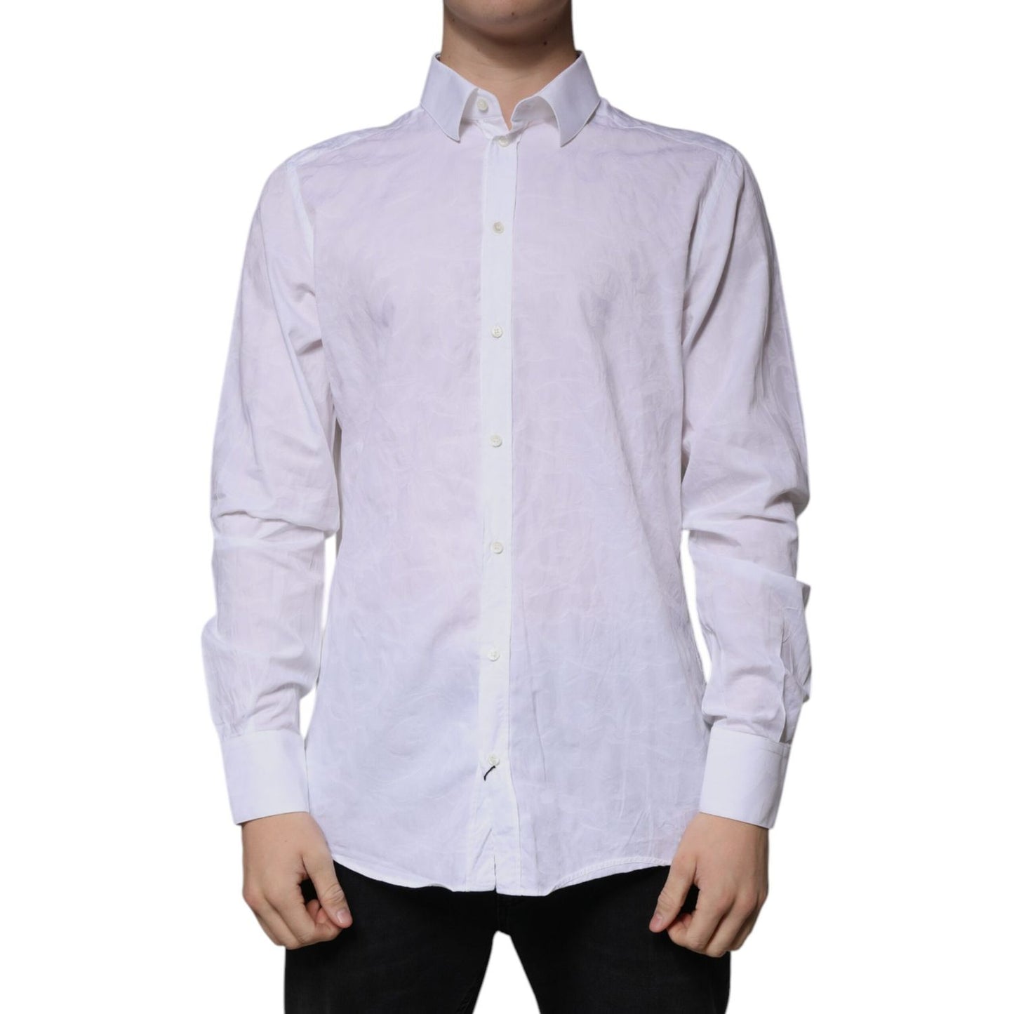 Dolce & Gabbana White Cotton Slim Fit Men MARTINI Dress Shirt