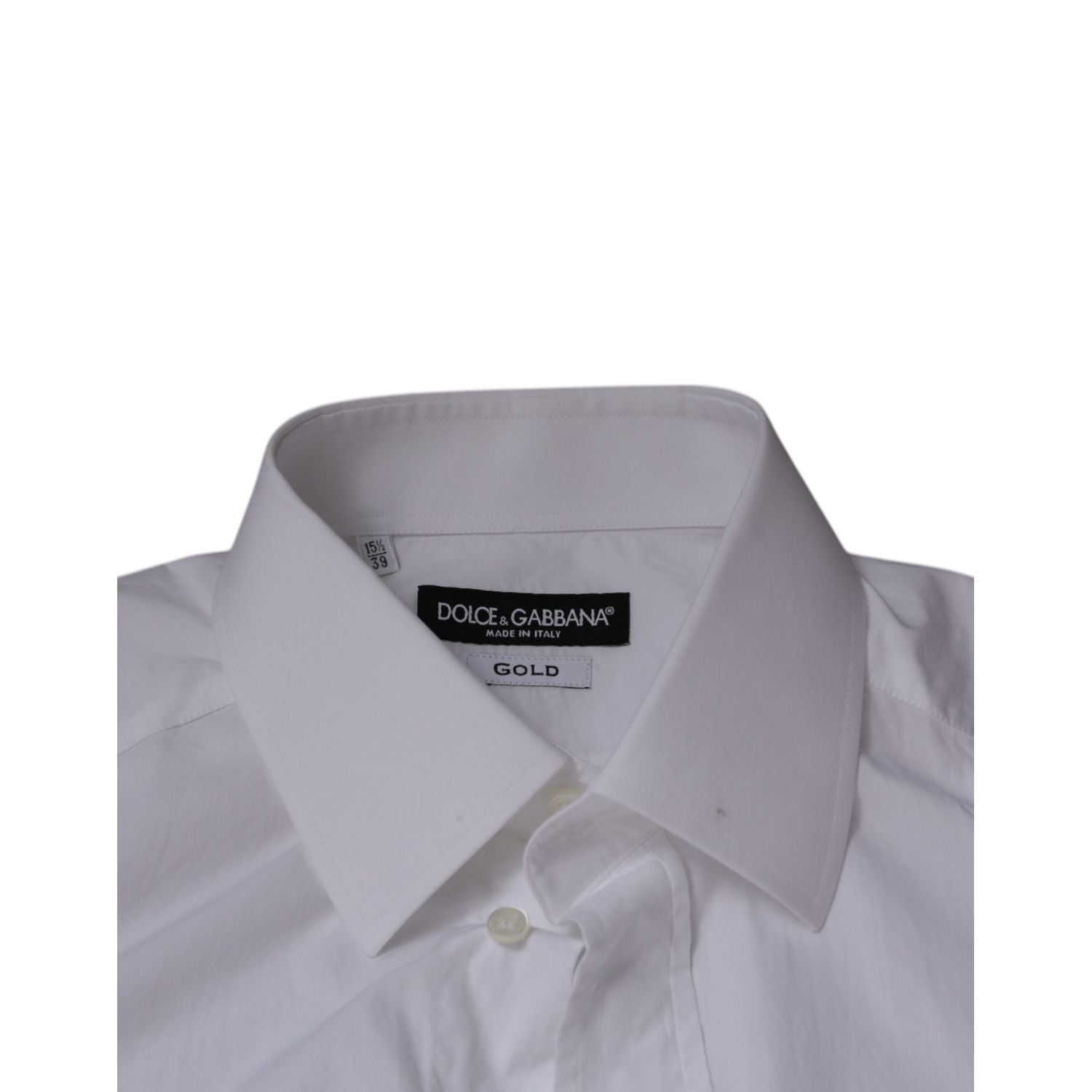 Dolce & Gabbana White Cotton Slim Fit Men GOLD Dress Shirt