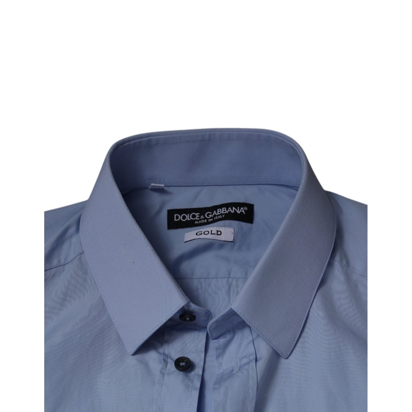 Dolce & Gabbana Light Blue Cotton Slim Fit GOLD Dress Shirt
